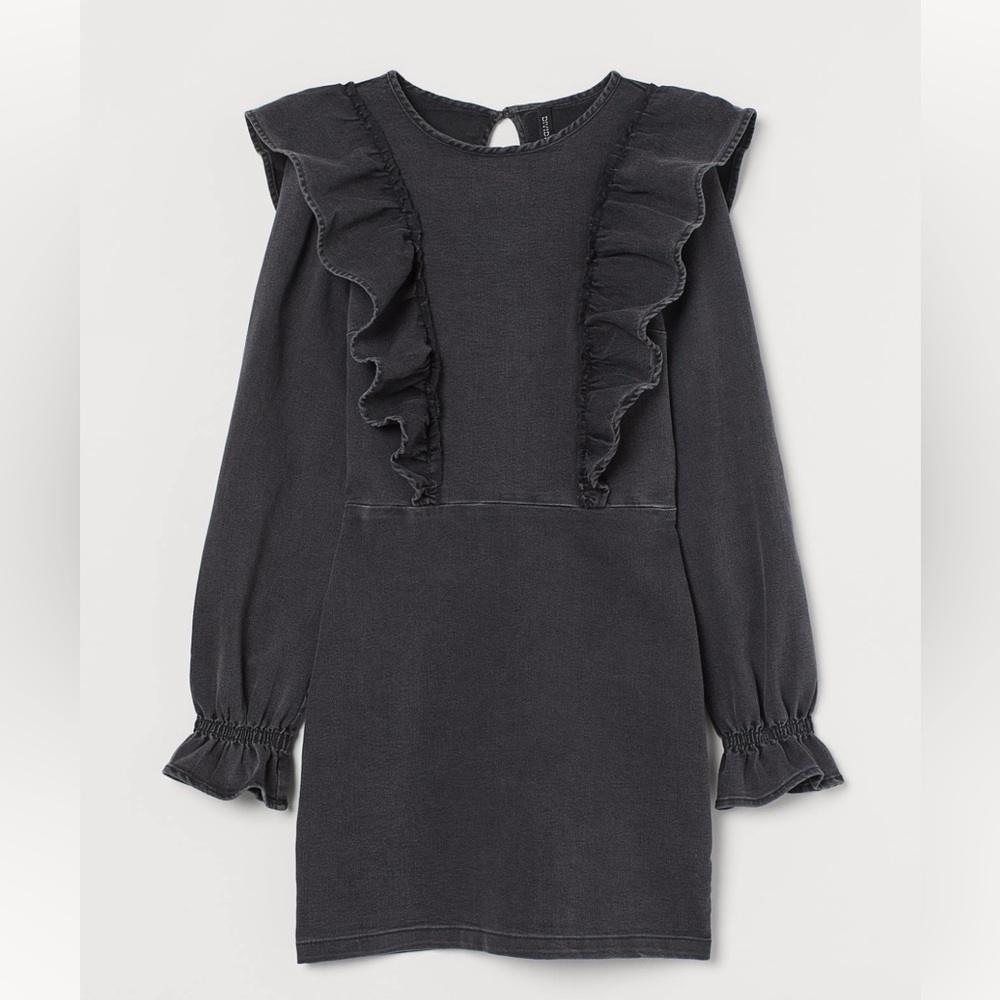 H&M Ruffle-trimmed denim dress